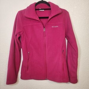 Columbia Fleece Jacket Womens Small Pink Full Zip Pockets Outdoor Hiking Casual